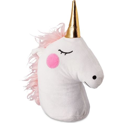 Fermaporta decorativo unicorno design carino 20 x 15 x 10 cm in tessuto bianco 130013479