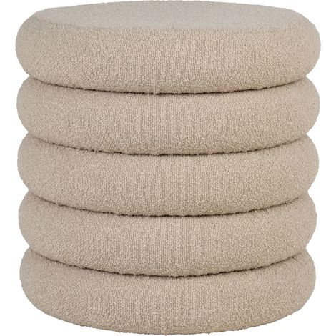 Pouf Brooklyn con contenitore in bouclé beige ø44 cm