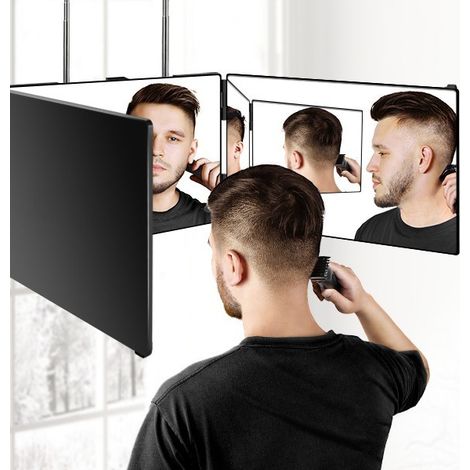 Miroir à Suspendre à 360 ° - Cosmétique Miroir Pliable en 3 Parties - Réglable en Hauteur - pour Le Maquillage, Le Rasage, la Coiffure - sans LED (1/5)