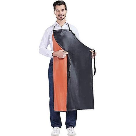 Tablier de travail fin en PVC léger et imperméable, unisexe, résistant à l'huile et à l'eau, pour abattoir et usine, noir et rouge, en composite. (1/5)