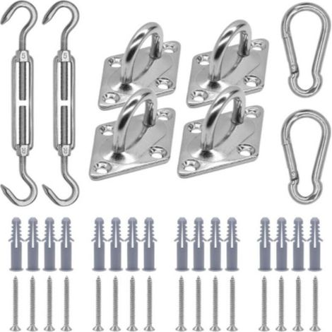 Montageset für Sonnensegel – 6-Zoll-Sonnenschutz-Installationsset aus Edelstahl 304 – zur Montage von rechteckigen und dreieckigen Sonnensegeln für Terrassen und Gärten (1/5)