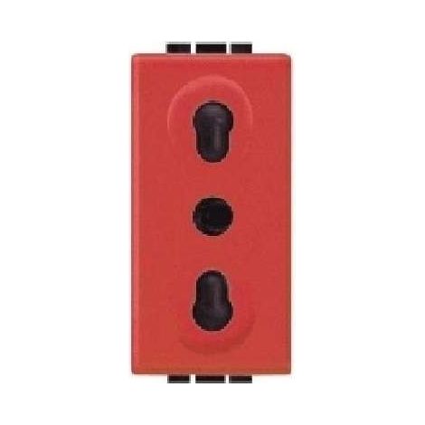 Presa 2P+T Bipasso Rossa Living International con interasse 19 mm e 26 mm e alveoli schermati