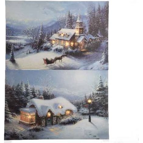 Quadro natalizio con scene di montagne innevate da 38 x 28 cm -Modello1