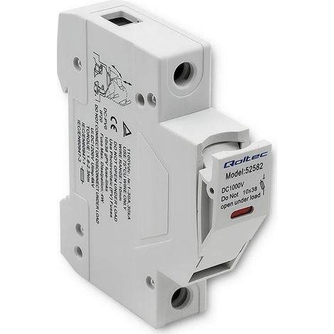 Base portafusibles Qoltec con diodo y fusible CC  1P  1000 V  30 A  10 x 38  Solar (1/5)