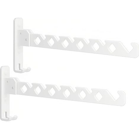 2 Pièce Cintre Mural Porte-Vêtements Pliable, Cintre Mural Support de Séchage, Séchoir à Linge Mural Pliant Rotation 180°, Convient pour Balcon, Buanderie, Salle de Bains, Blanc (1/4)