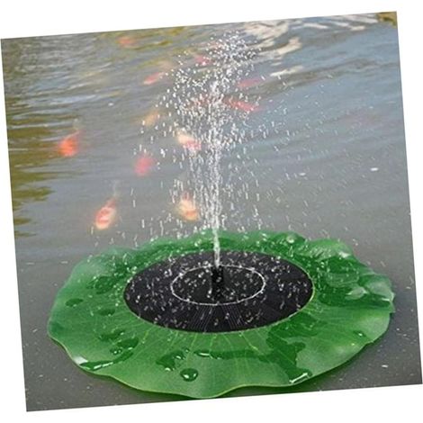 Fontaine Solaire pour Bassin Lotus Leaf 7v 1,4w 200l/h  Verre Trempé et Plastique, 4 Embouts pour Différents Types de Projection, Circulation D’eau pour Oxygène (1/5)