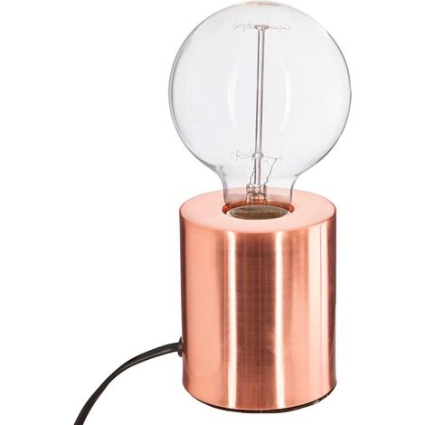 Kupferfarbene Tischlampe 10,5 x 9 cm E27 (Glühbirne nicht im Lieferumfang enthalten)