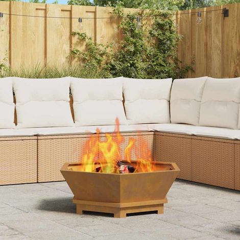 Fire Pit Brown 75 x 75 x 28 cm Weathering steel vidaXL