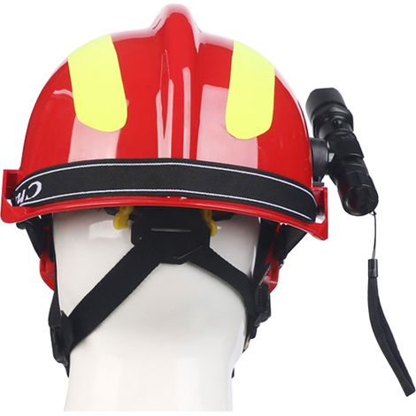 Casque de secours F2 DA-057 rouge polycarbonate avec lampe frontale et lunettes de protection intégrées pour pompiers (1/2)