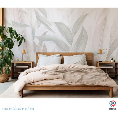 Papier peint : Feuilles et aquarelle - Intissé - L.300 x H.280 cm - Couleurs pales (1/5)