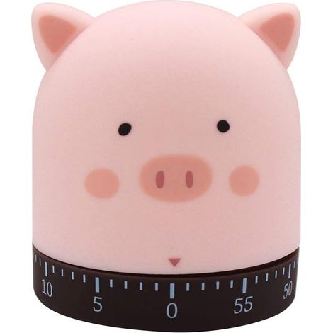Schweinchen-Timer 60 Minuten - Küchentimer - Manueller Aufziehtimer 0-60 Minuten - Klassenzimmertimer - Visueller Timer für Kinder (Schweineform)