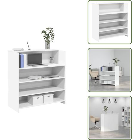 The Living Store Bureau de réception Blanc 100x50x103,5 cm Bois d'ingénierie - Comptoir de caisse (1/5)