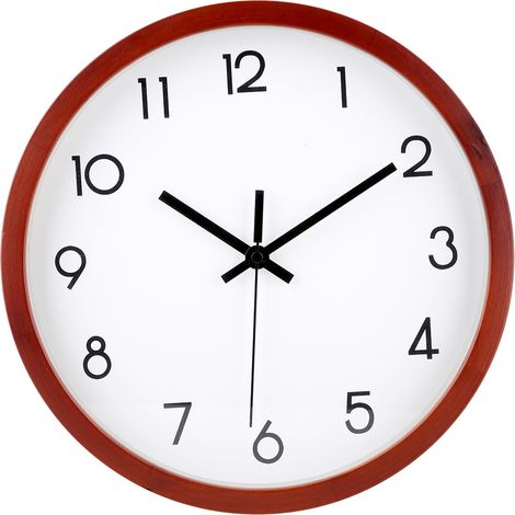 Grande horloge murale en bois massif, simple et silencieuse (sans tic-tac), idéale pour la maison, le bureau ou la chambre (sans échelle). (1/5)