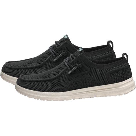 1 paire Chaussures extra larges pour hommes, bout renforcé, semelle intérieure soutien voûte plantaire, pour pieds larges ou gonflés, noir (1/5)