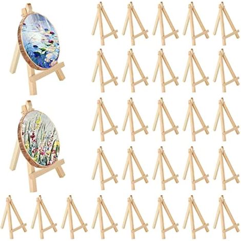 Lot de 30 mini chevalets en bois, petits chevalets de bureau pour peinture, art, fête de mariage, décoration d'intérieur (1/5)