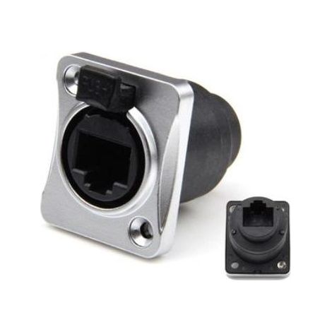Lot de 2 Coupleurs RJ45 YCCATFF-65 Cat6 étanche IP65 zinc plaqué or type D femelle-femelle (1/4)