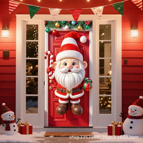Bannière de porte de Noël / Décoration festive / Polyester / 90x210cm / Style élastique (1/2)