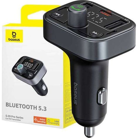 Zigarettenanzünder-Ladegerät - BASEUS - S-09 Pro Series - Doppel-USB-A 18W - FM-Transmitter - Bluetooth 5.3
