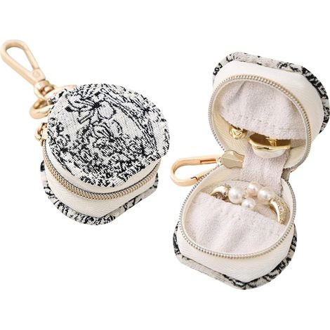 Pochette Bijoux Voyage, Mini Rangement Bijoux, Petite Boite Bijouxs Voyage avec Fermeture à Glissière et Crochet, Portable en Velours pour Femmes pour Bagues, Colliers, Boucles d’Oreilles (1/5)