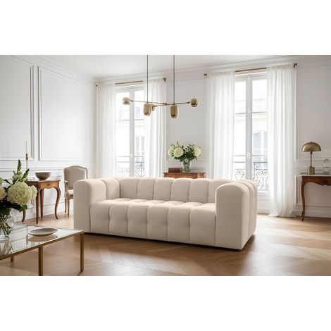 Sofa Designersofa SOLVIE 3-Sitzer in Stoff Tiffani Beige (1/4)
