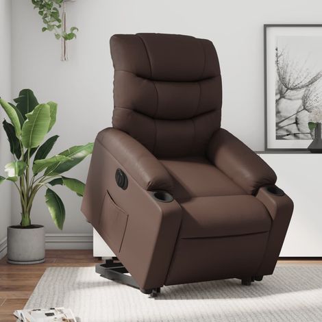 Relaxsessel mit Aufstehhilfe Elektrisch Braun Kunstleder (1/5)