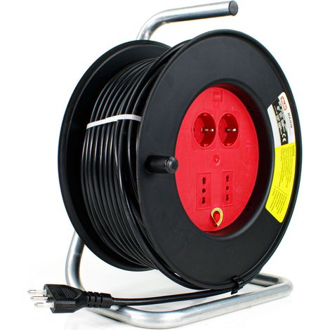 Valex Avvolgicavo Major 50M con 2 Prese Shuko e 2 Bipasso 10/16A (1/3)