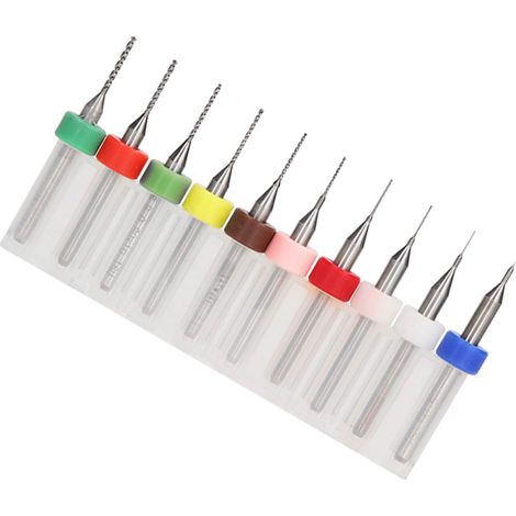 Jeu de 10 forets hélicoïdaux en acier au tungstène, queue de 3,2 mm (1/8 po), haute résistance à l'abrasion, dureté élevée, diamètre 0,1 à 1 mm. (1/5)