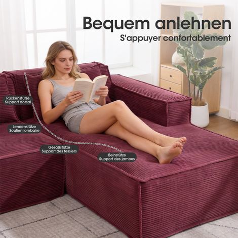 Canapé économique 235 cm fourni avec 2 coussins et étui. Style contemporain confortable adapté aux petits salons et bureaux.