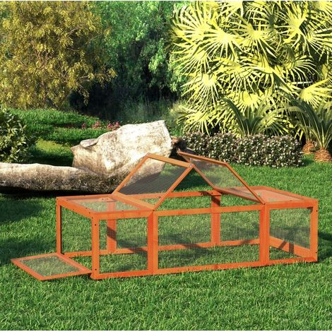 Parque exterior para pequeños animales con techo abatible 180 x 90 x 48 cm madera y metal naranja (1/5)