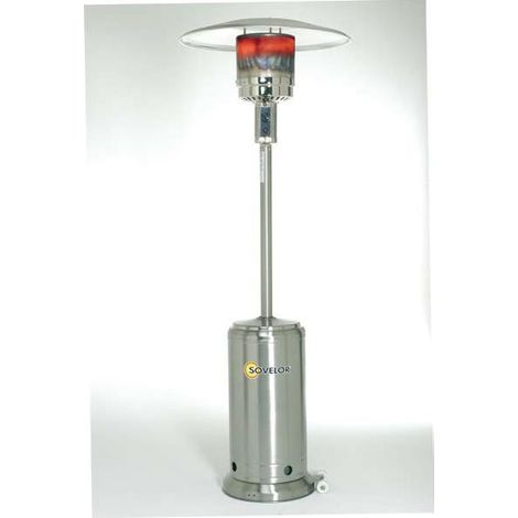 Sovelor – Parasol chauffant mobile au gaz propane – Puissance réglable 5 à 14 kW – Allumeur piezo intégré – Sécurité anti-renversement – Parabole 813 mm