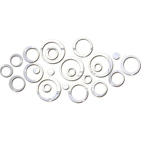 Stickers Muraux Miroir Cercle Acrylique, Stickers Muraux Salle de Bain (Argent/24 Pcs)-Fei Yu (1/5)