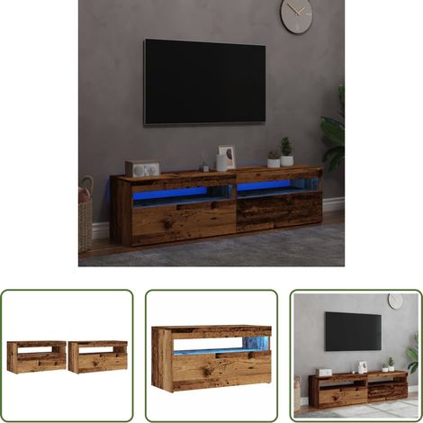 LED-Leuchten - TV-Schränke mit LED-Leuchten 2 Stk. Altholz-Optik Holzwerkstoff (1/5)