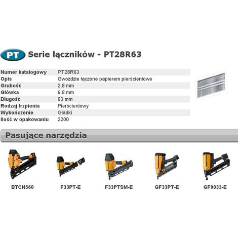 Bostitch gwoździe pt 33` 2,8 x 63mm ring 2200 szt.