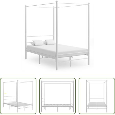 Metallbett - Himmelbett Weiß Metall 140x200 cm (1/5)
