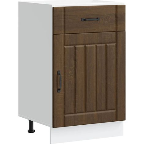 Armoire de cuisine Lucca design moderne rangement pratique 50 x 46 x 81,5 cm en bois d'ingénierie chêne marron (1/5)