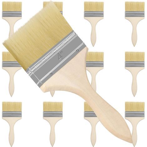 Pinceaux Peinture Mur (Lot de 12) Largeur Brosse 101,6 mm Taille Totale 21,5 cm - Pinceau Plat Peinture Pro Parfait pour la Peinture sur Ecailles, Silicone, Gesso, Teintures, Vernis, Colles (1/5)