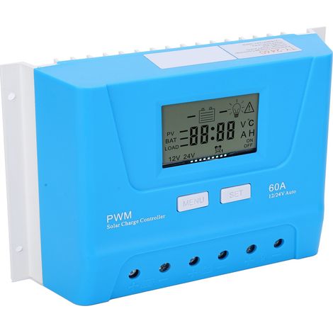 Régulateur solaire PWM 60A 12V/24V TY-2460, chargeur de batterie intelligent pour camping-car, système photovoltaïque, panneau solaire, protection intégrée, boîtier robuste (1/5)