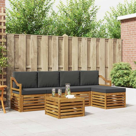 Outdoor-Sofagarnitur mit Kissen 6 pcs Natur und Anthrazit