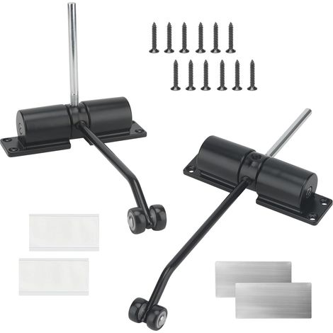 Juego de 2 cierrapuertas automáticos negros, cierre automático, resorte de extensión, cierrapuertas con resorte ajustable para puertas de hasta 40 kg (1/5)