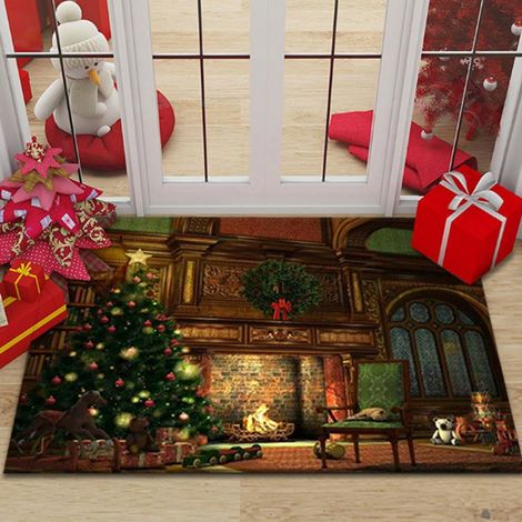 Paillasson de Noël Anti-Dérapant 50x80 cm - Décoration de Porte pour Intérieur/Extérieur - Tapis de Sol Décoratif pour l'Hiver,Cadeau (1/4)