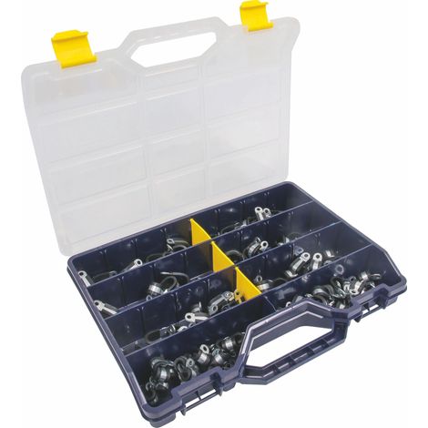 SERFLEX - Collier acier zingué 12mm avec protection caoutchouc de 8 à 20mm - coffret de 100 pcs - 76000 (1/2)