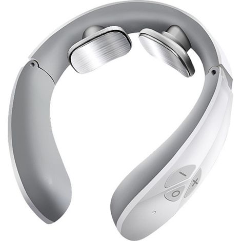 Masajeador eléctrico portátil para el cuello, ideal para relajarse y aliviar el dolor cervical. Cuenta con 12 modos de masaje, 15 niveles de intensidad, temporizador de 15 minutos y batería integrada. (1/5)