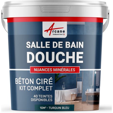 BETON CIRÉ: Kit BETONBESCHICHTUNG | KUNSTHARZ-BETON Badezimmer begehbare Dusche - Wasserdichte Beschichtung - Turquin-Blau - kit 10 m2 (2 couches)