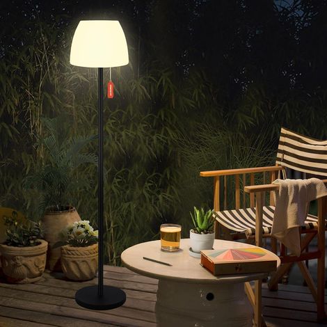 Lampadaire solaire extérieur avec capteur de lumière, intensité variable en blanc chaud et RVB - Lampadaire sans fil rechargeable par batterie - Étanche LED pour terrasses, jardin. (1/5)