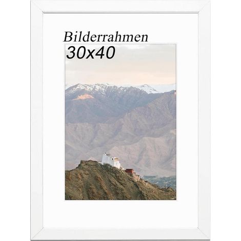 Bilderrahmen Holz 30x40 Passepartout Wei&xDF 1x [30x40 cm] (1/5)