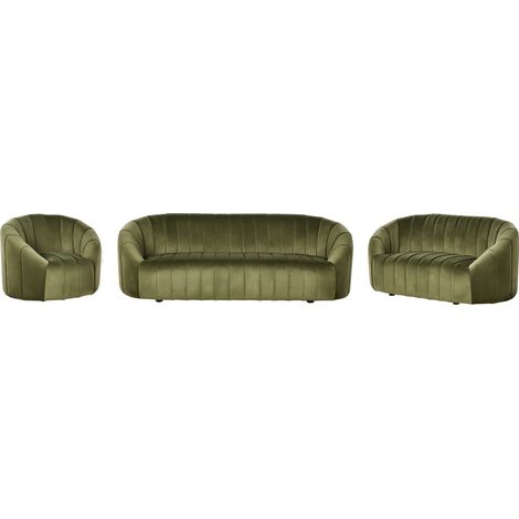 Conjunto de sala de estar terciopelo asiento acolchado respaldo bajo retro contemporáneo verde oscuro Malung