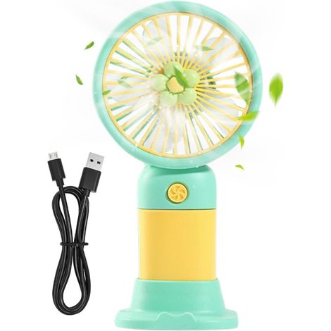 Ventilateur personnel silencieux (7,8 × 5,3 × 15 cm), rechargeable par USB, avec base conception portable (1/5)