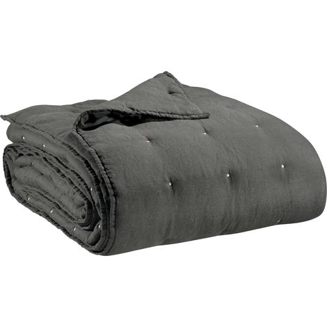 Copripiumino Zeff grigio scuro in lino/cotone (180 x 260 cm)
