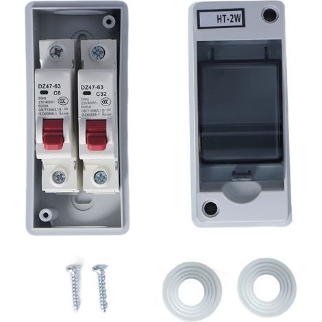 Wasserdichter Verteilerkasten IP65, 2-fach, flammhemmend, Typ MCB C-Gehäuse für den Außenbereich, 6 A 32 A (1/5)