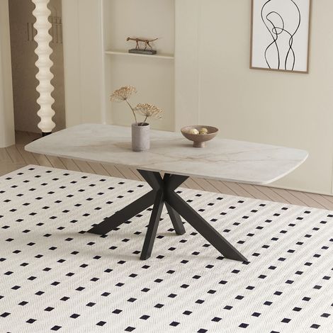 Table à manger 180x90x76 cm en pierre beige